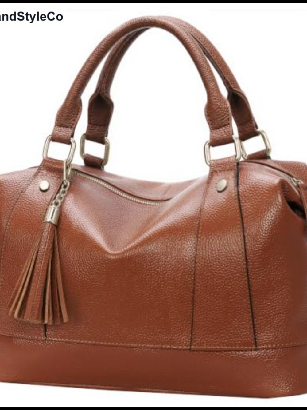 Vegan Leather Satchel Handbag Top Handle Tote with Detachable Strap